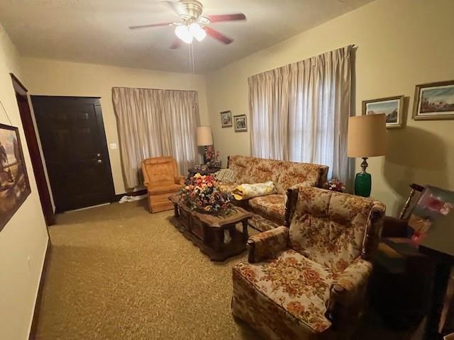 41012 S Range Rd, Ponchatoula, LA 70454 - living room with carpet and ceiling fan