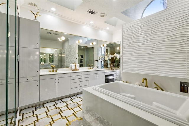 3805 3rd St, Metairie, LA 70002 - bathroom with double vanity, a soaking tub, and recessed lighting