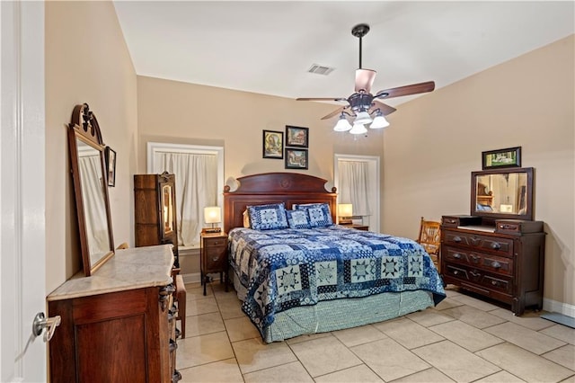 5805 Argonne Blvd, New Orleans, LA 70124 - bedroom featuring light tile patterned flooring, baseboards, and a ceiling fan