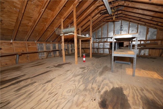view of unfinished attic
