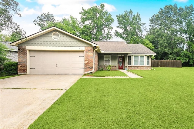 911 Forest Loop, Mandeville, LA 70471 - single story home with a garage, concrete driveway, brick siding, and a porch