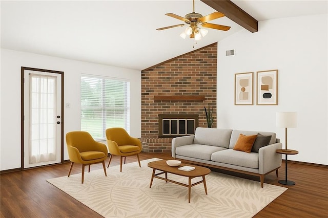 911 Forest Loop, Mandeville, LA 70471 - living area featuring wood finished floors, a fireplace, and ceiling fan