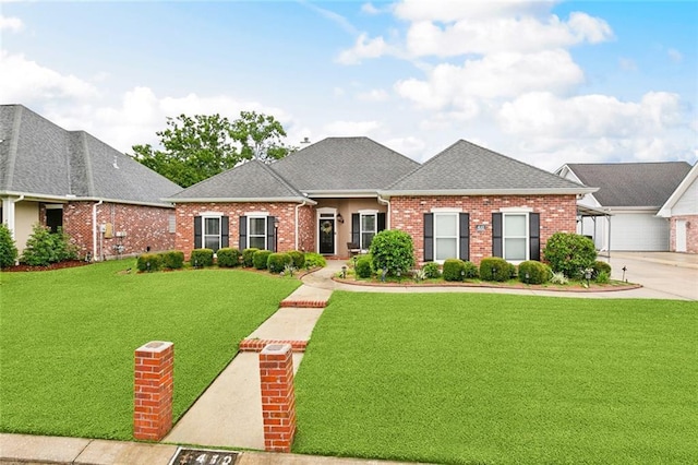 410 Doctor Gorman Dr, Belle Chasse, LA 70037 - view of front of property with brick siding, a front yard, a shingled roof, and concrete driveway