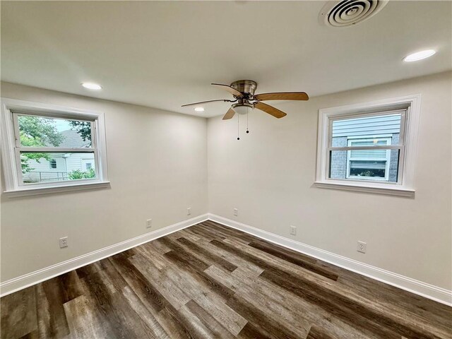 559 Resor Ave, Harahan, LA 70123 - spare room with dark wood-style flooring, a ceiling fan, and recessed lighting