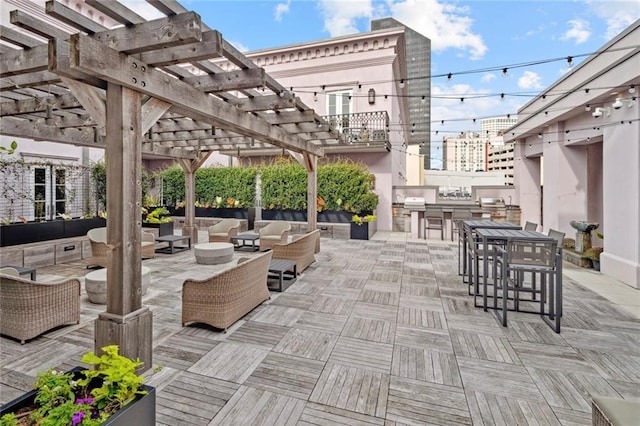 700 Magazine St Unit 513, New Orleans, LA 70130 - view of patio / terrace with outdoor lounge area, a pergola, and outdoor dining area