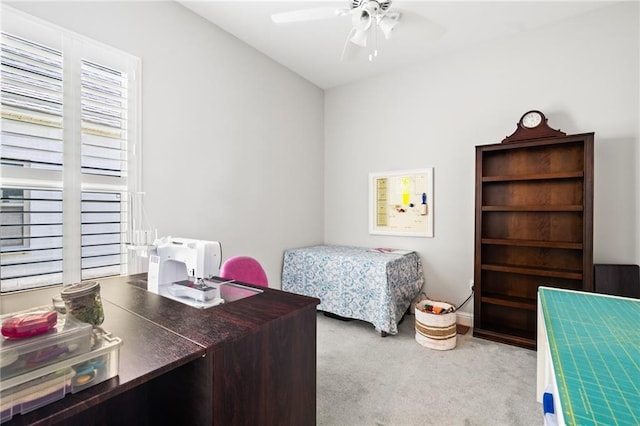 2021 Cypress Bend Dr, Madisonville, LA 70447 - bedroom featuring light colored carpet, an office area, and a ceiling fan