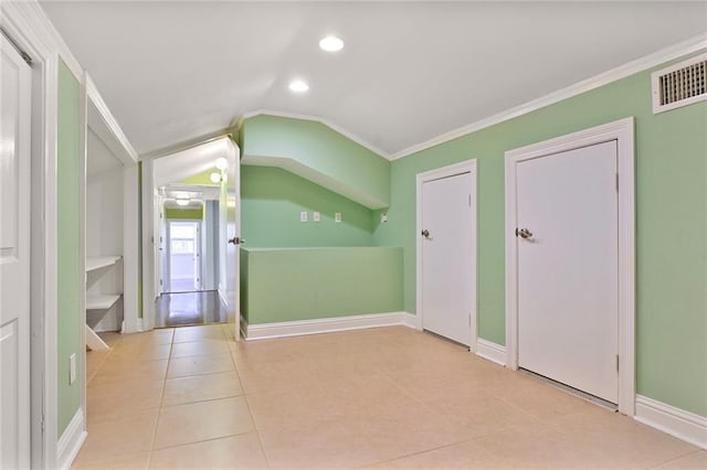 3630 Octavia St, New Orleans, LA 70125 - interior space with tile patterned flooring, recessed lighting, lofted ceiling, and baseboards