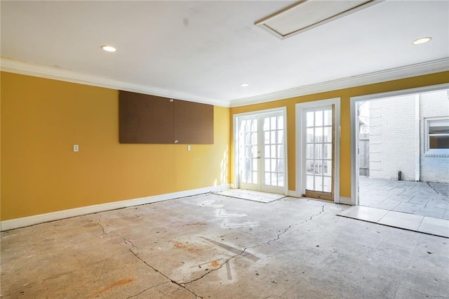 3630 Octavia St, New Orleans, LA 70125 - empty room featuring ornamental molding, baseboards, and recessed lighting