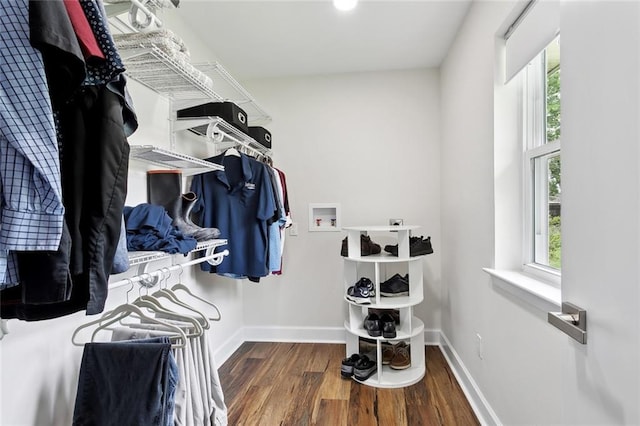 spacious closet featuring wood finished floors