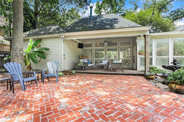 view of patio / terrace with a ceiling fan