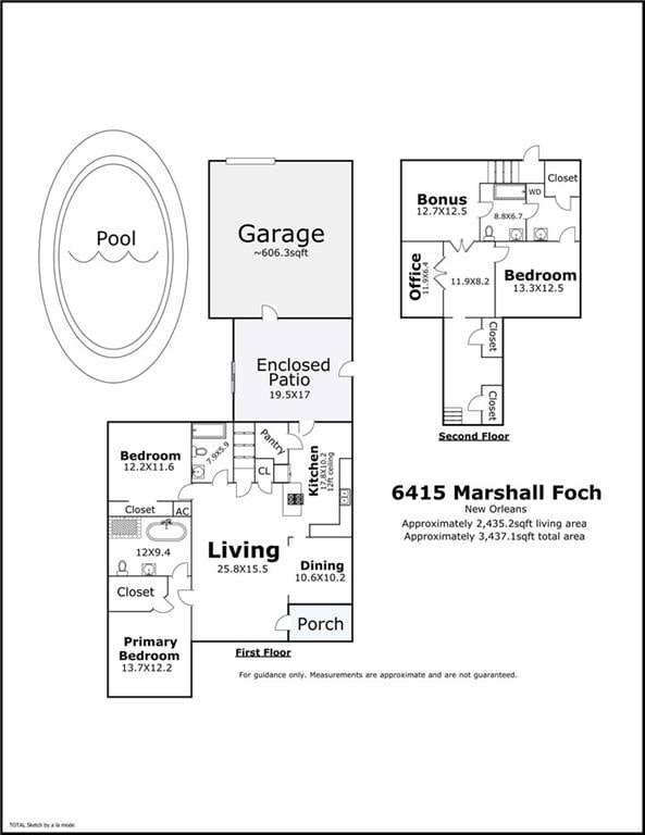 6415 Marshal Foch St, New Orleans, LA 70124 - floor plan / room layout