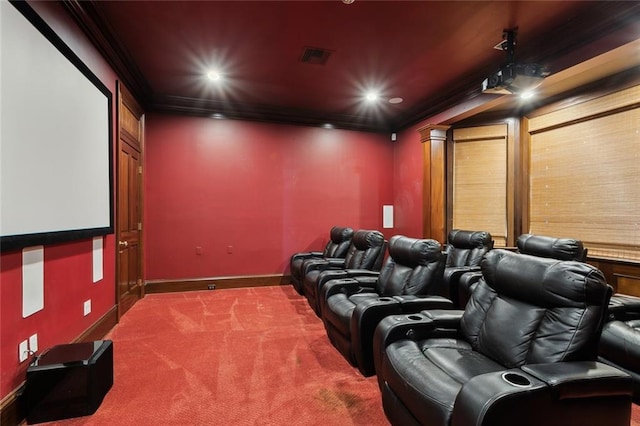 54 Beresford Dr, Metairie, LA 70001 - carpeted cinema room featuring baseboards, ornamental molding, and recessed lighting
