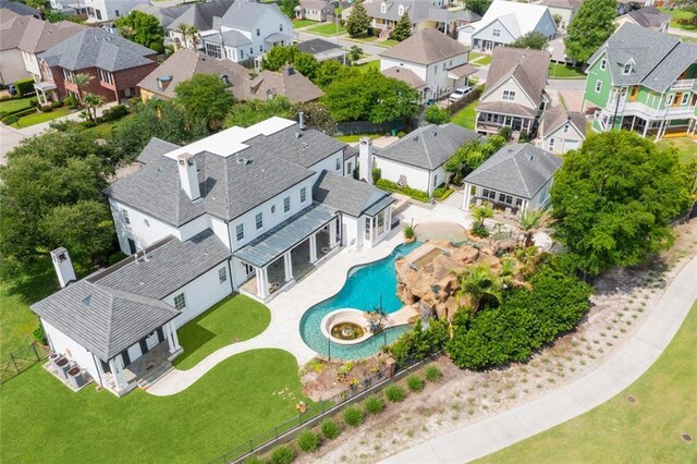 54 Beresford Dr, Metairie, LA 70001 - aerial perspective of suburban area featuring a pool