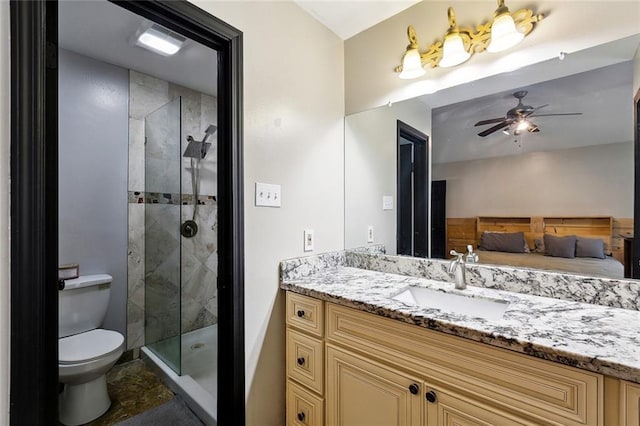 2930 Laurie Ln, Marrero, LA 70072 - full bath with toilet, a ceiling fan, a stall shower, and vanity