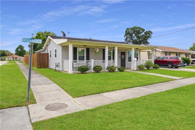 single story home with covered porch