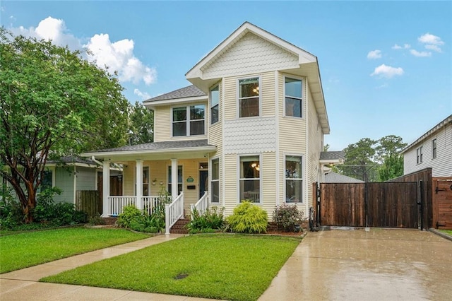 700 Kent Ave, Metairie, LA 70001 - victorian-style house with covered porch, a gate, and driveway