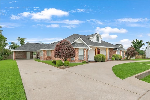 602 Willowdale Blvd, Luling, LA 70070 - view of front of home featuring curved driveway, brick siding, a front lawn, and a shingled roof
