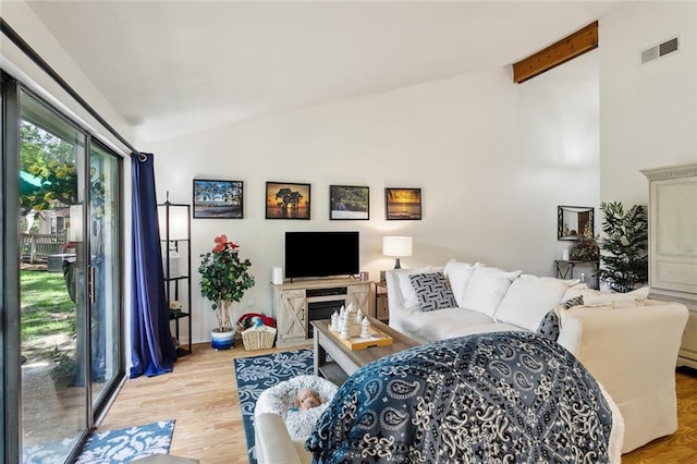 living area featuring wood finished floors