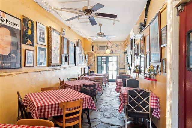 121214 Royal St, New Orleans, LA 70116 - dining space featuring rail lighting and ceiling fan