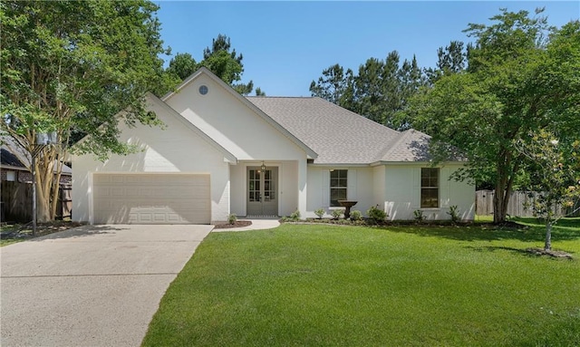 212 Highland Oak N, Madisonville, LA 70447 - view of front of property with a garage, driveway, stucco siding, and roof with shingles
