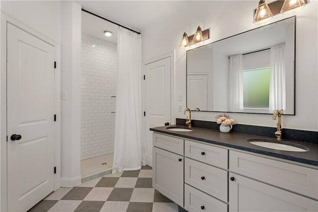212 Highland Oak N, Madisonville, LA 70447 - full bath featuring a shower stall, double vanity, and tile patterned floors