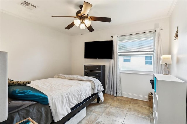 6417 Kawanee Ave, Metairie, LA 70003 - bedroom with crown molding, baseboards, and a ceiling fan