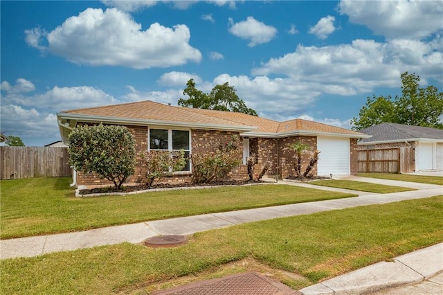 single story home featuring brick siding