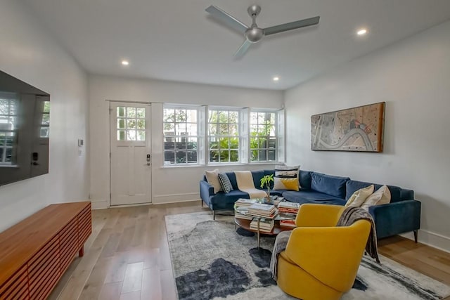 1115 Upperline St Unit 1115, New Orleans, LA 70115 - living room with healthy amount of natural light, wood finished floors, a ceiling fan, and recessed lighting