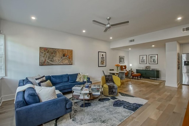 1115 Upperline St Unit 1115, New Orleans, LA 70115 - living room featuring wood finished floors, recessed lighting, ceiling fan, and baseboards