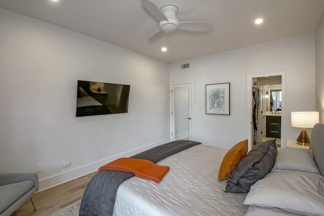 1115 Upperline St Unit 1115, New Orleans, LA 70115 - bedroom with wood finished floors, recessed lighting, baseboards, and ceiling fan