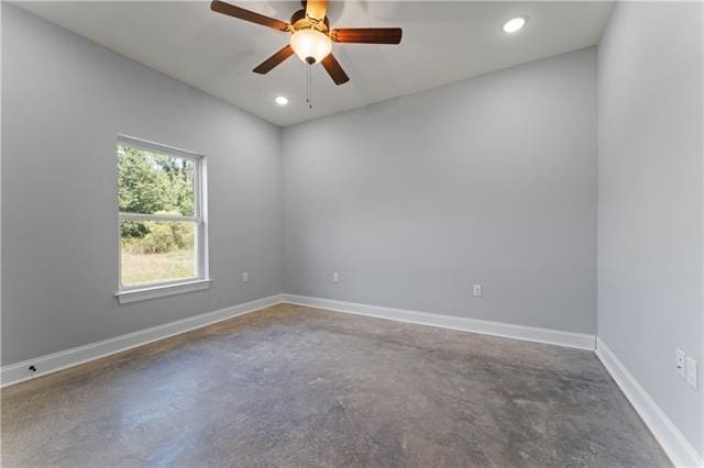 43448 Springwood Way, Hammond, LA 70401 - unfurnished room featuring a ceiling fan, concrete floors, and recessed lighting