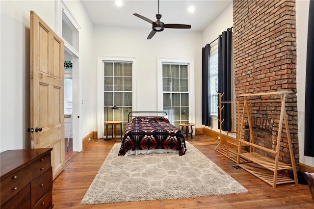 2224 Dumaine St, New Orleans, LA 70119 - living area with ceiling fan, hardwood / wood-style floors, baseboards, and recessed lighting