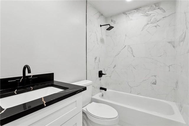 full bath featuring vanity, toilet, and shower / tub combination