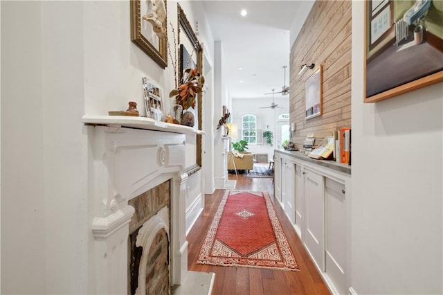 3217 Dauphine St, New Orleans, LA 70117 - corridor with wood finished floors and recessed lighting