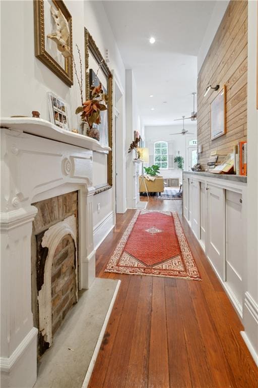 3217 Dauphine St, New Orleans, LA 70117 - corridor with hardwood / wood-style flooring and recessed lighting