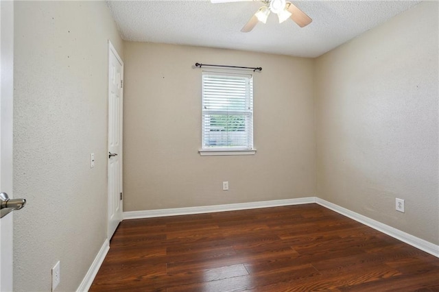 2728 Sprig Dr, Marrero, LA 70072 - spare room featuring a ceiling fan, wood finished floors, baseboards, and a textured ceiling