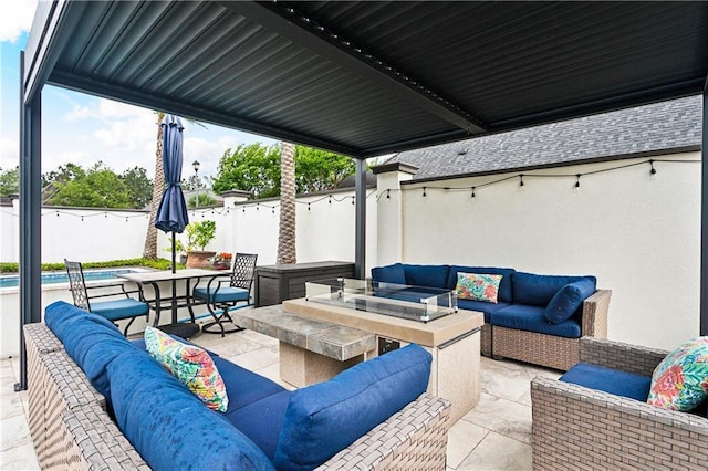486 Cercle Du Lac, Covington, LA 70433 - view of patio featuring outdoor lounge area, a fenced backyard, and outdoor dining area