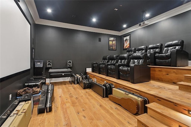181 Windermere Way, Madisonville, LA 70447 - cinema featuring crown molding and hardwood / wood-style flooring