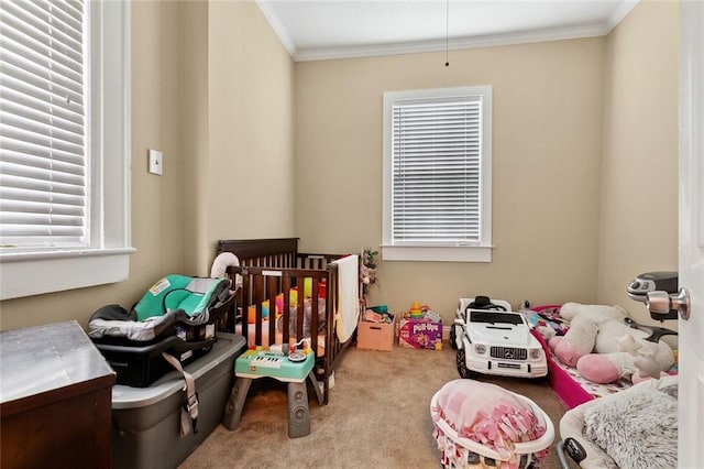 934 Brooklyn St, New Orleans, LA 70114 - carpeted bedroom featuring crown molding and multiple windows