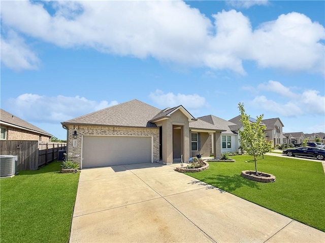 4502 Marais River Dr, Slidell, LA 70461 - view of front of house featuring central air condition unit, an attached garage, driveway, stucco siding, and roof with shingles