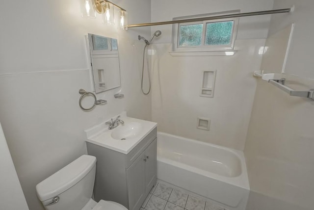 8209 Harris Ave, Harahan, LA 70123 - full bathroom featuring toilet, shower / bathtub combination, vanity, and marble finish floors