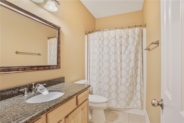 119 Kasey St, Slidell, LA 70458 - bathroom featuring toilet, tile patterned flooring, vanity, and curtained shower