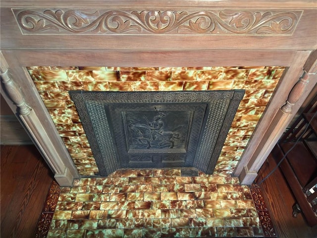 detailed view of a fireplace