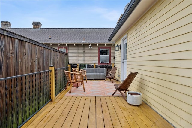 215 N Scott St, New Orleans, LA 70119 - wooden terrace featuring outdoor lounge area