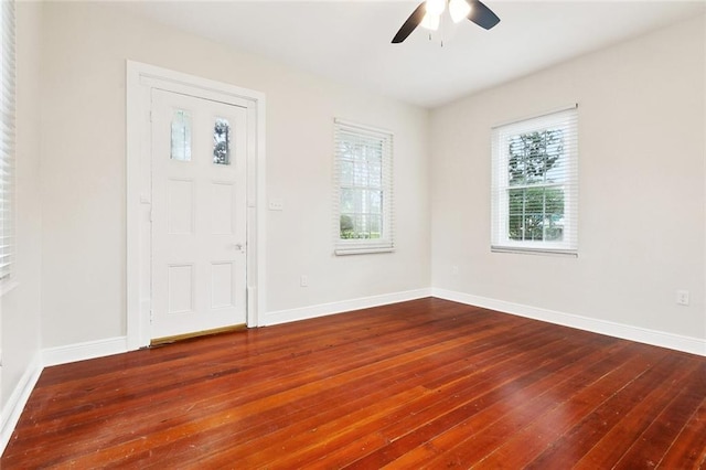 838 Jefferson St, Gretna, LA 70053 - foyer entrance featuring a ceiling fan, hardwood / wood-style floors, and baseboards