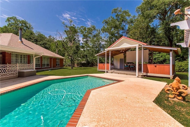 412 Magnolia Ln, Slidell, LA 70461 - outdoor pool featuring a patio, a lawn, a gazebo, and a deck