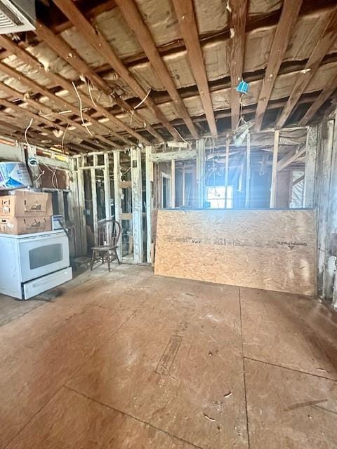 view of unfinished basement