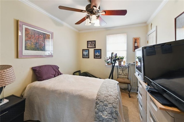 510 Nursery Ave, Metairie, LA 70005 - bedroom featuring light colored carpet, crown molding, and a ceiling fan
