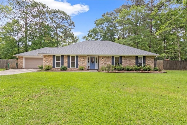 17 S Division Dr, Covington, LA 70433 - ranch-style house with a garage, driveway, brick siding, and a shingled roof