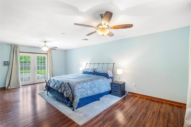 17 S Division Dr, Covington, LA 70433 - bedroom featuring access to exterior, baseboards, french doors, and wood finished floors